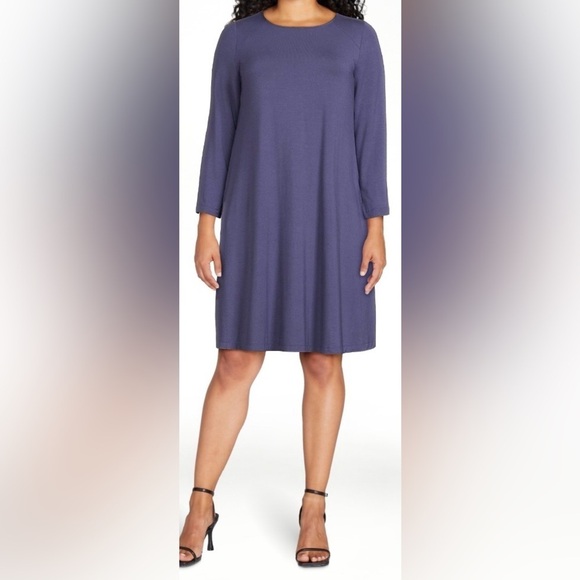 Time and Tru A-line Dress Size M 3/4 Sleeves Pockets Relaxed Fit Rayon Spandex - Picture 1 of 11